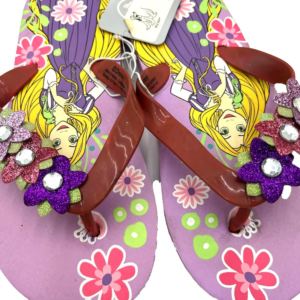 Disney Princess Rapunzel Tangled Girl's Purple Flip Flop Sandal Size 9/10 New - Picture 3 of 3